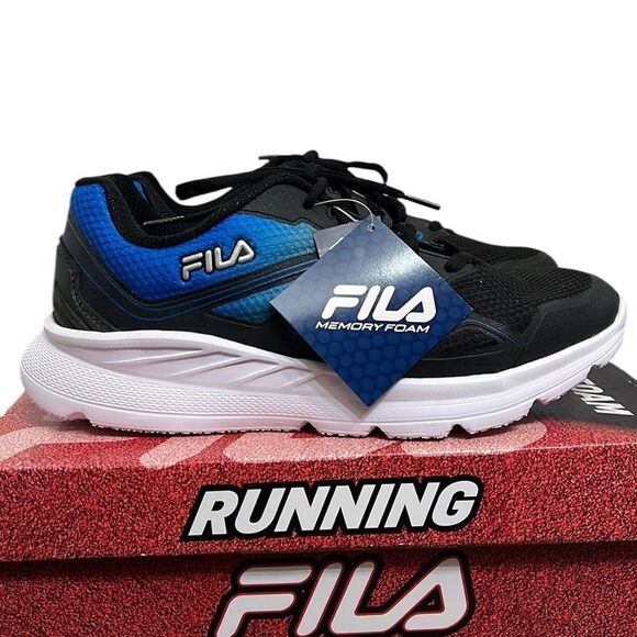 FILA Men's Running Shoe Size 9 Wide 4E Memory Panorama Black Blue Sneaker Laces - Picture 4 of 13